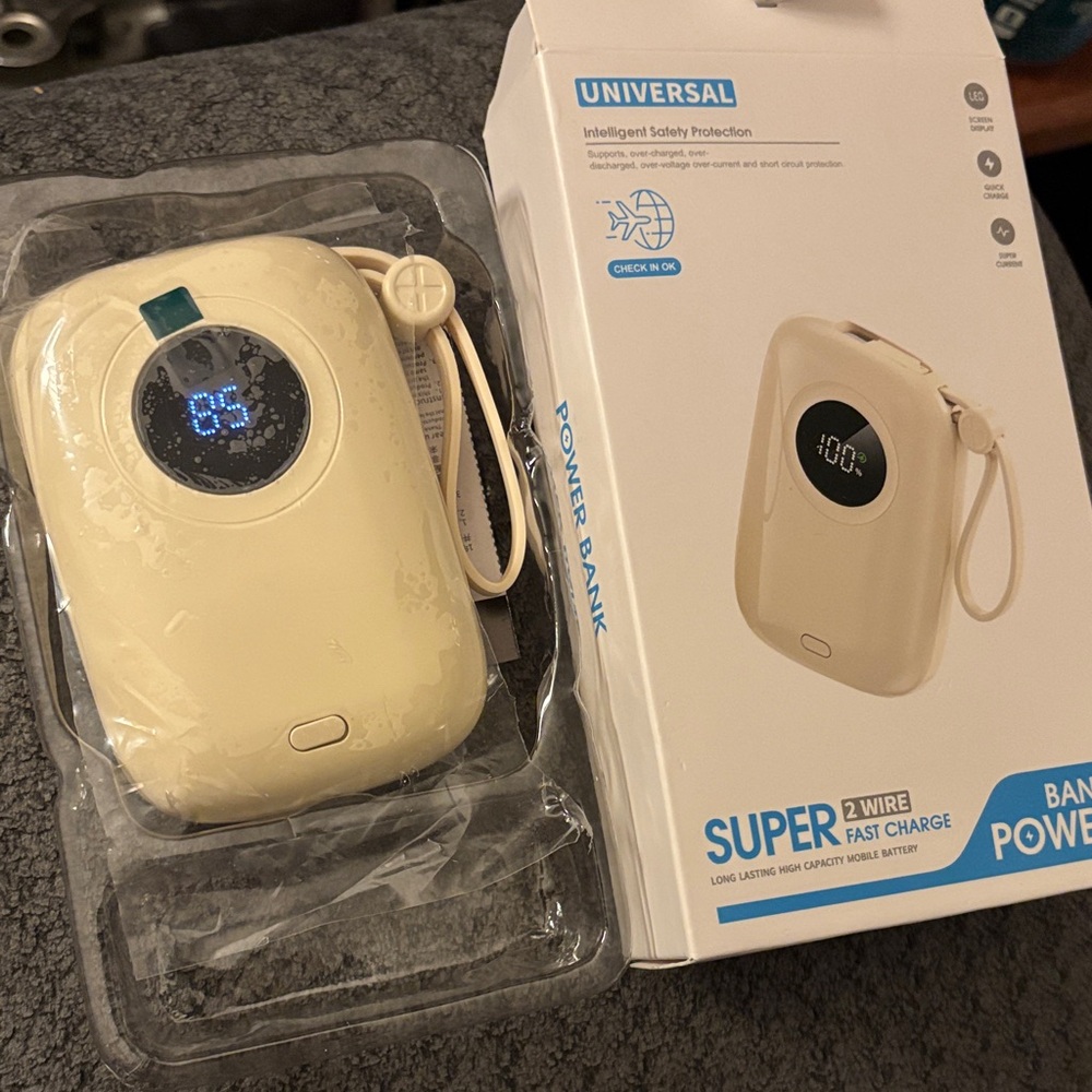 Universal Cream Power Bank with Digital Display